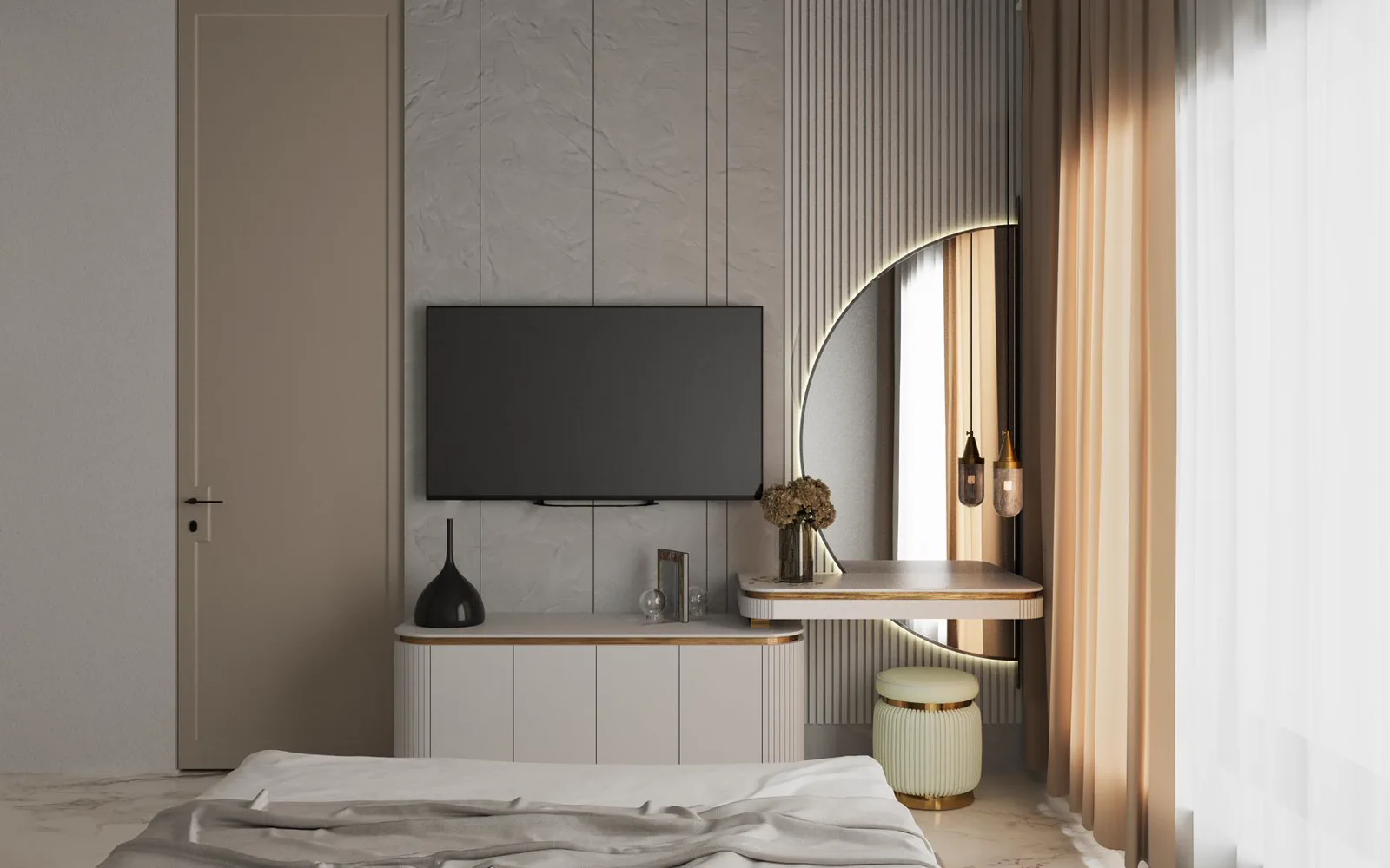 Salon réaménagé avec goût par un décorateur d'intérieur, lumière naturelle et matières naturelles