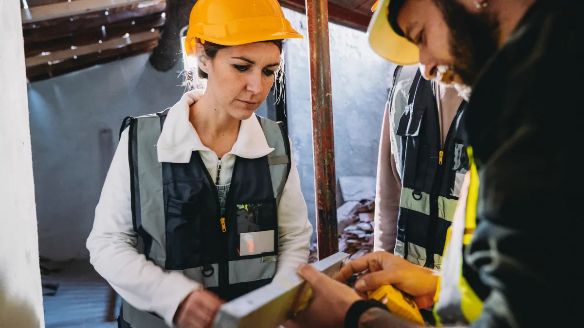 Ouvriers sur un chantier du bâtiment