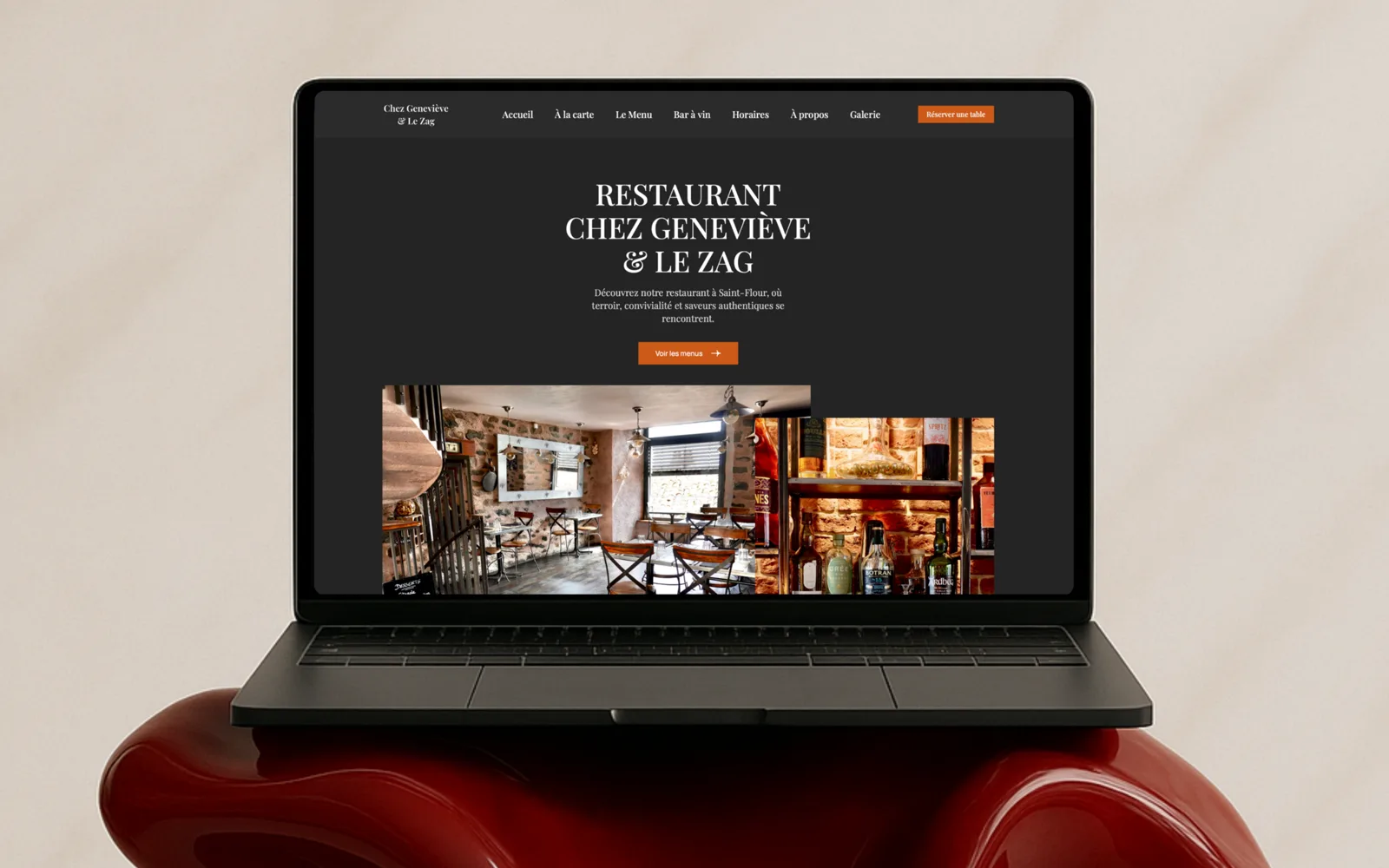 Site du restaurant Chez Geneviève sur ordinateur