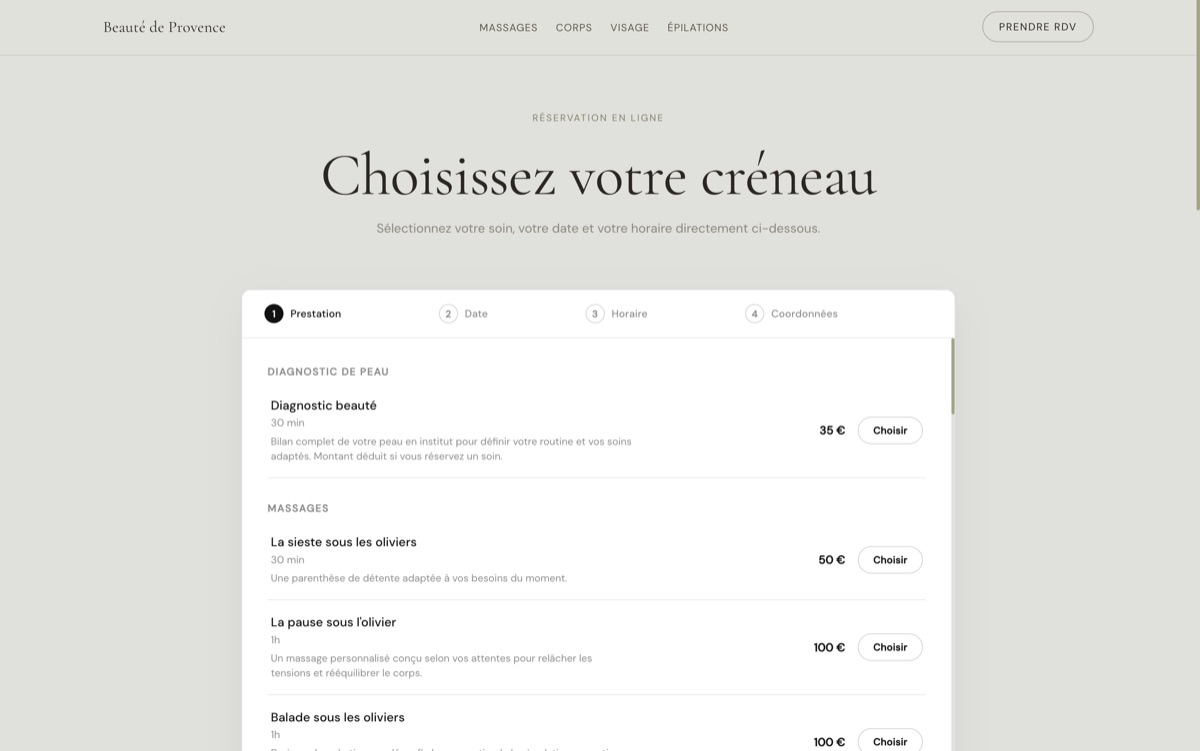Aperçu du site Beauté de Provence, institut de bien-être
