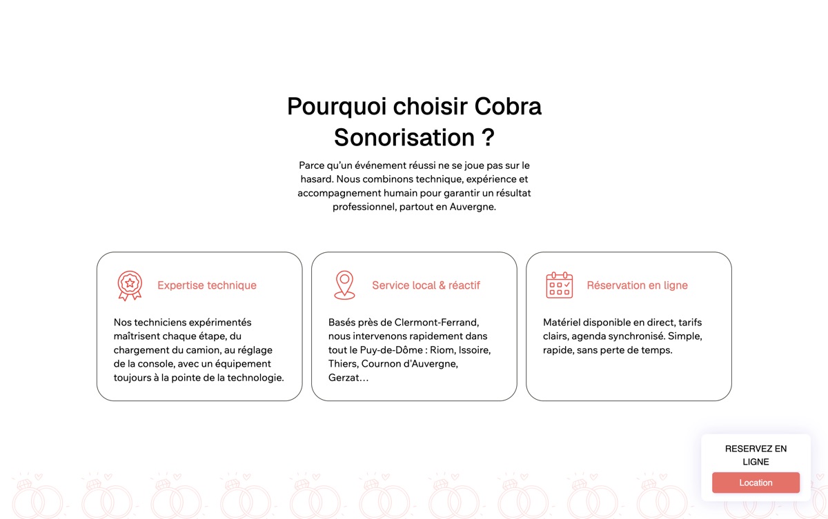 Aperçu du site Cobra Sonorisation, sonorisation événementielle