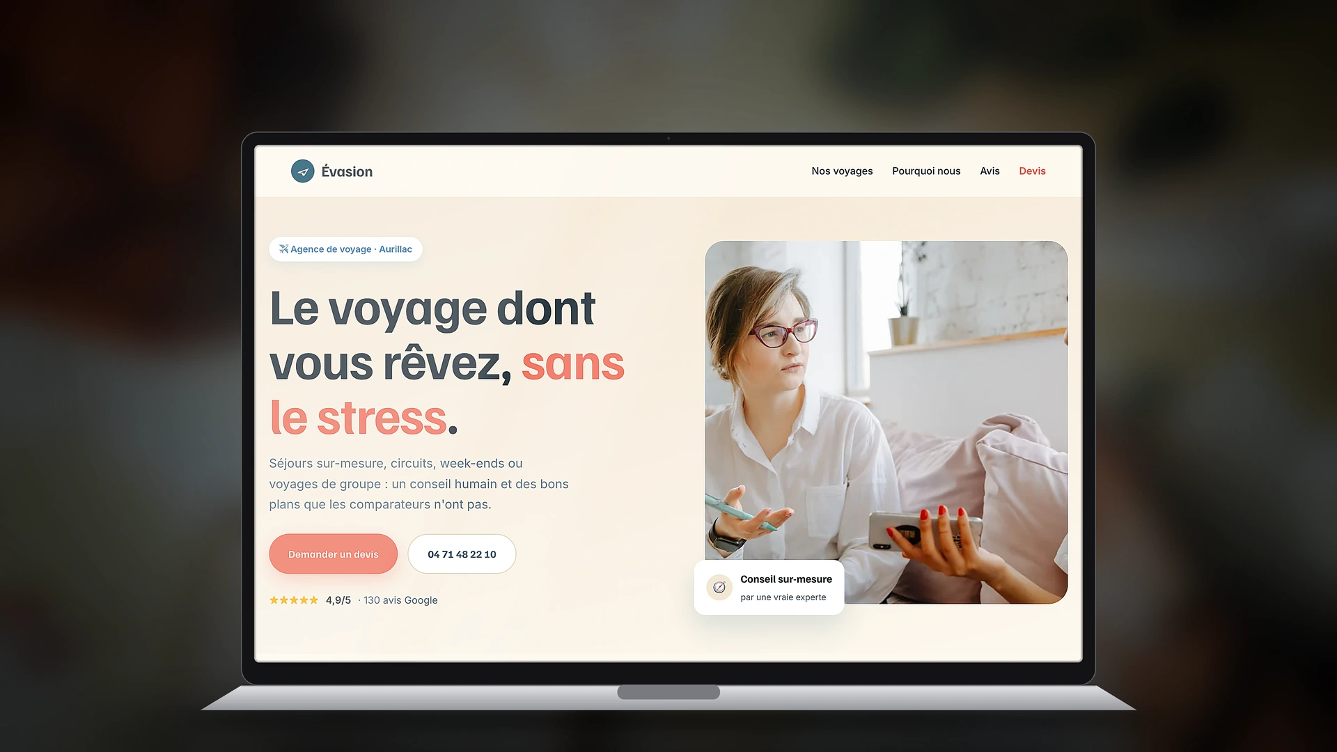 Exemple de site internet d'agence de voyage créé par Tricolab