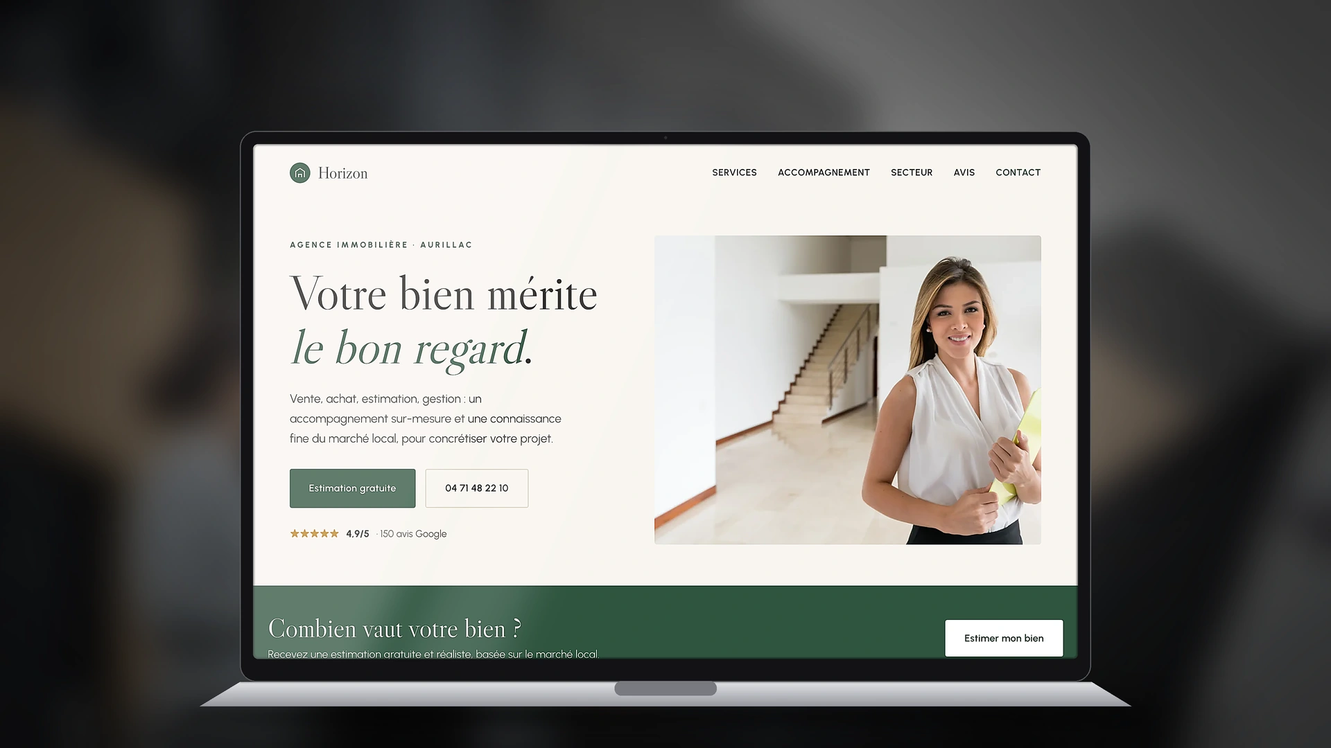 Exemple de site internet d'agent immobilier créé par Tricolab