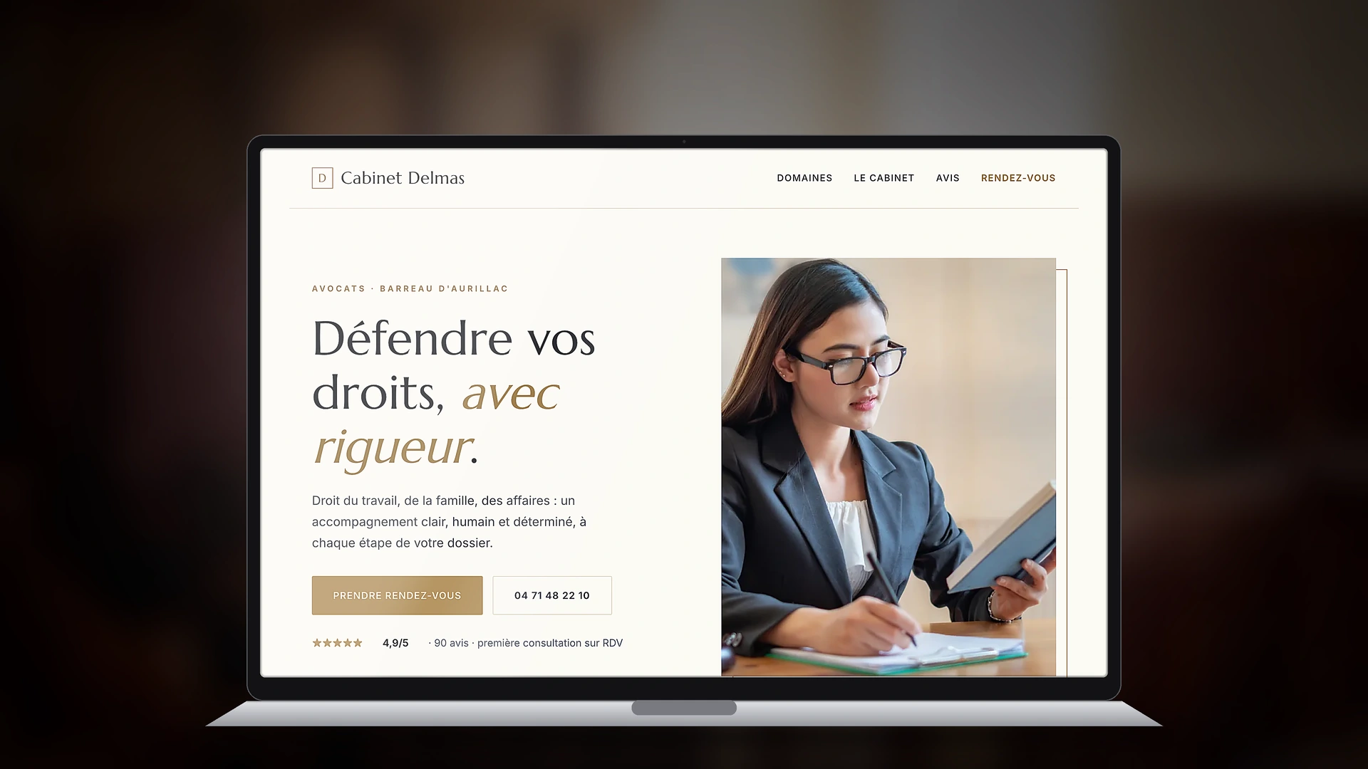 Exemple de site internet d'avocat créé par Tricolab