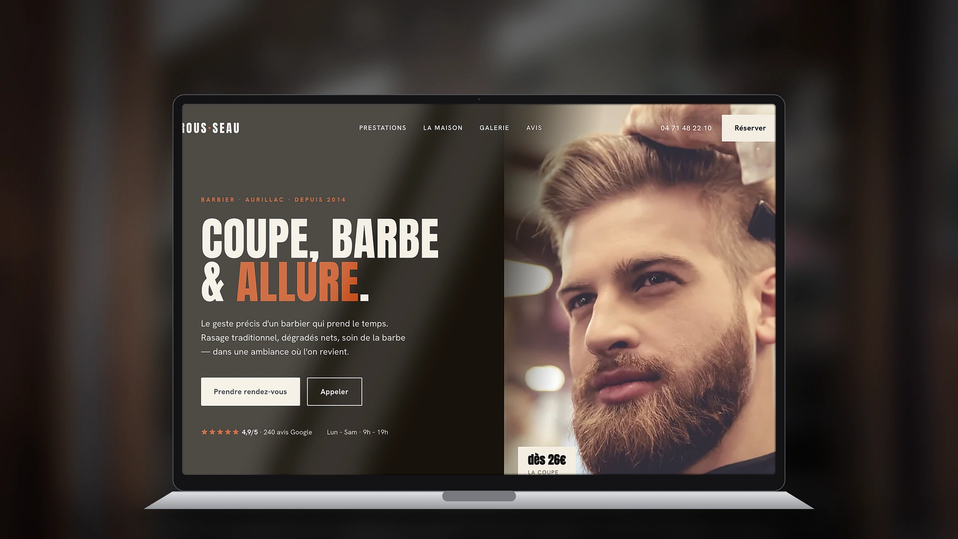 Exemple de site internet de barbier créé par Tricolab