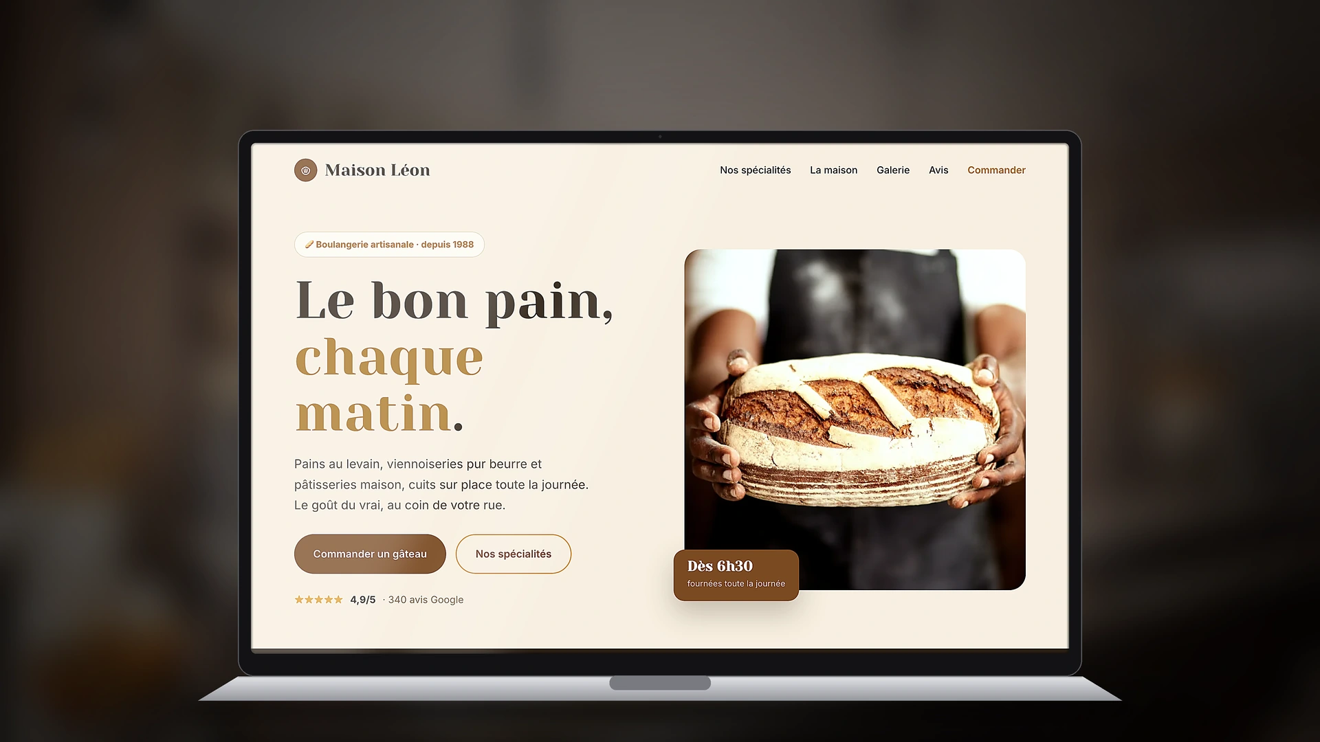 Exemple de site internet de boulanger créé par Tricolab