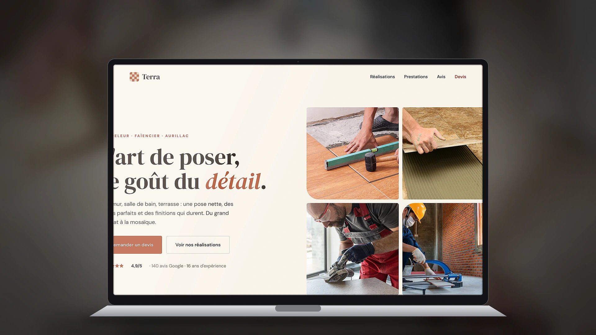 Exemple de site internet de carreleur créé par Tricolab