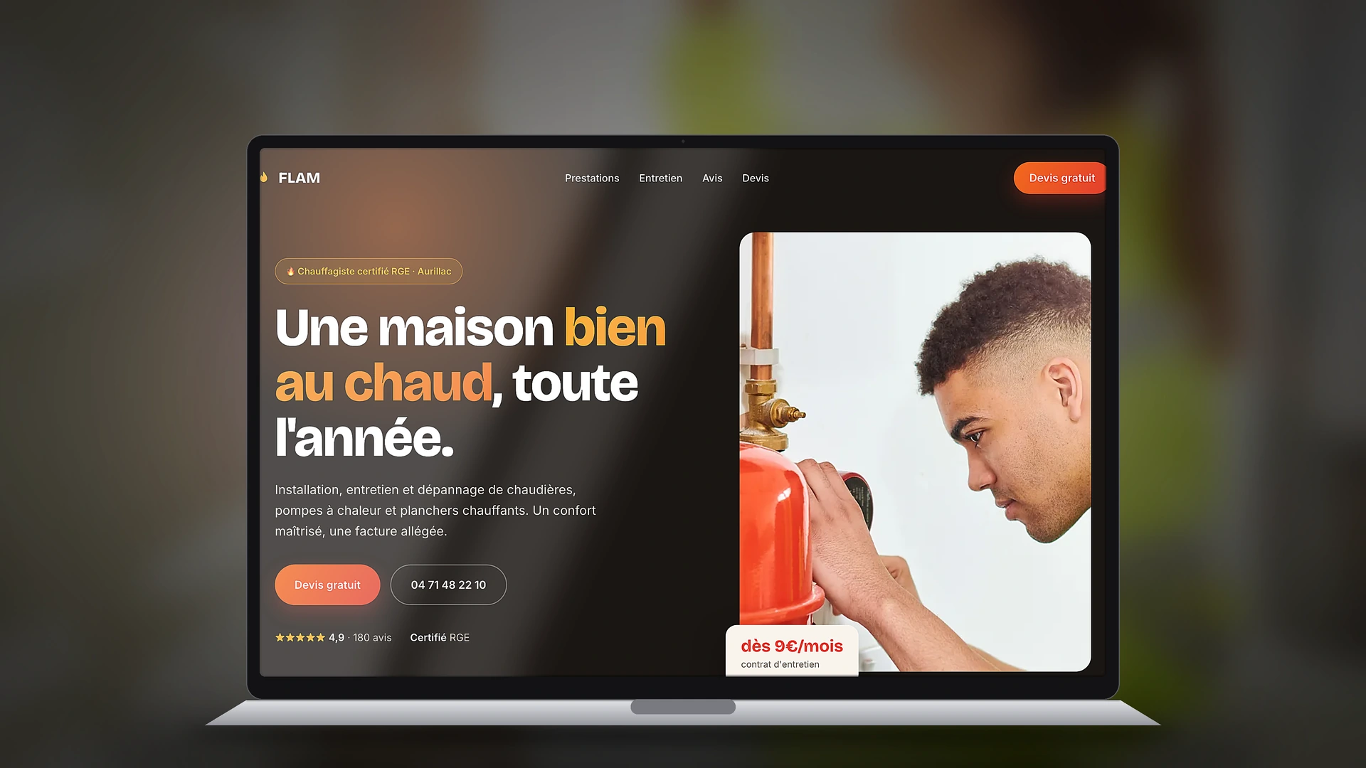 Exemple de site internet de chauffagiste créé par Tricolab