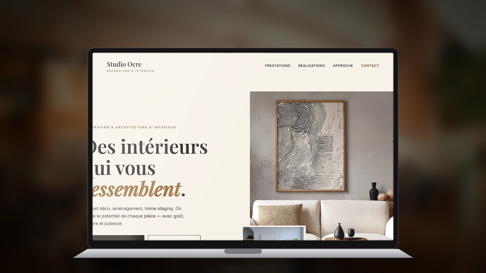 Exemple de site internet de décorateur créé par Tricolab