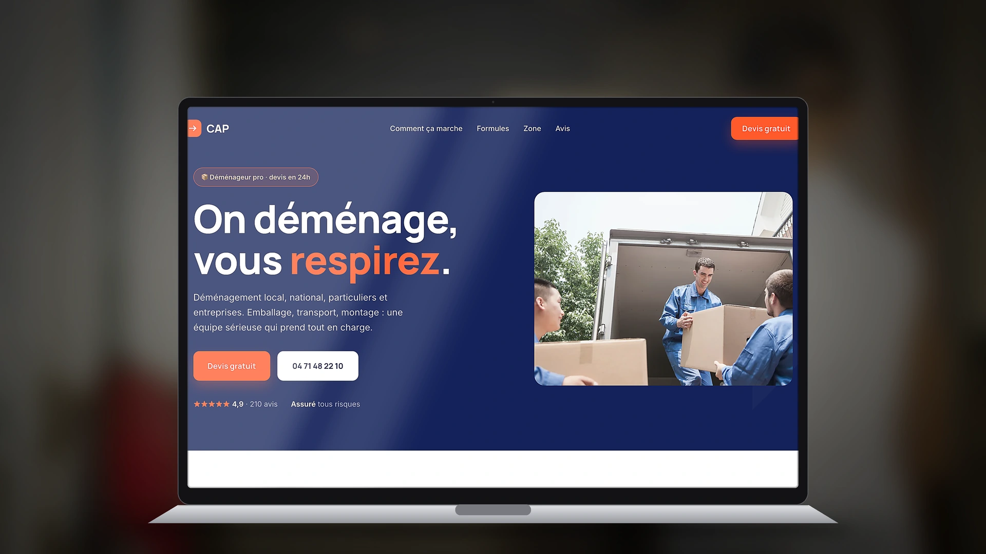 Exemple de site internet de déménageur créé par Tricolab