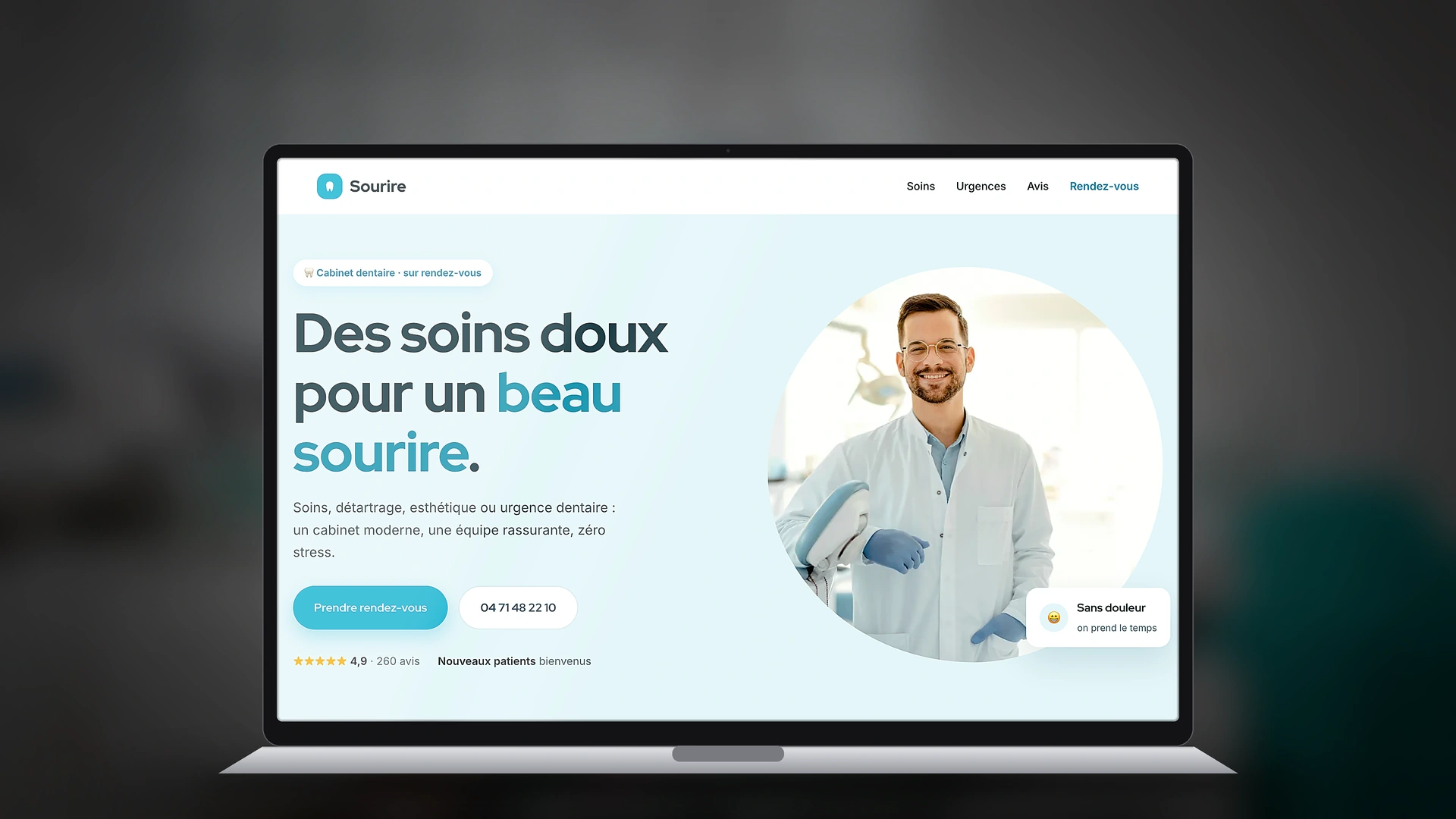 Exemple de site internet de dentiste créé par Tricolab
