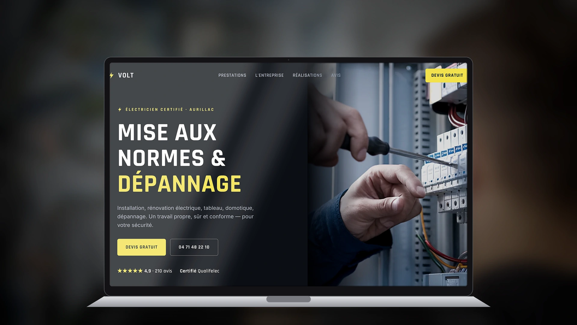 Exemple de site internet de électricien créé par Tricolab