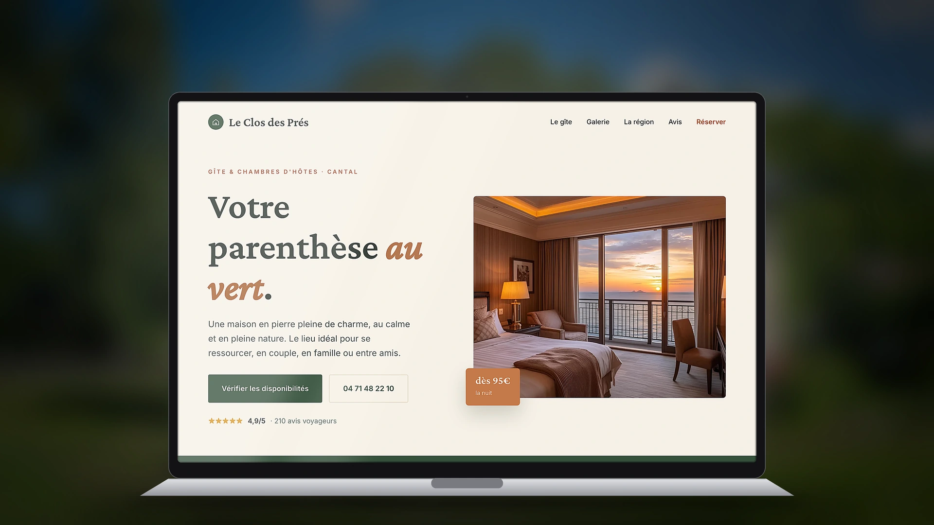 Exemple de site internet de gîte créé par Tricolab