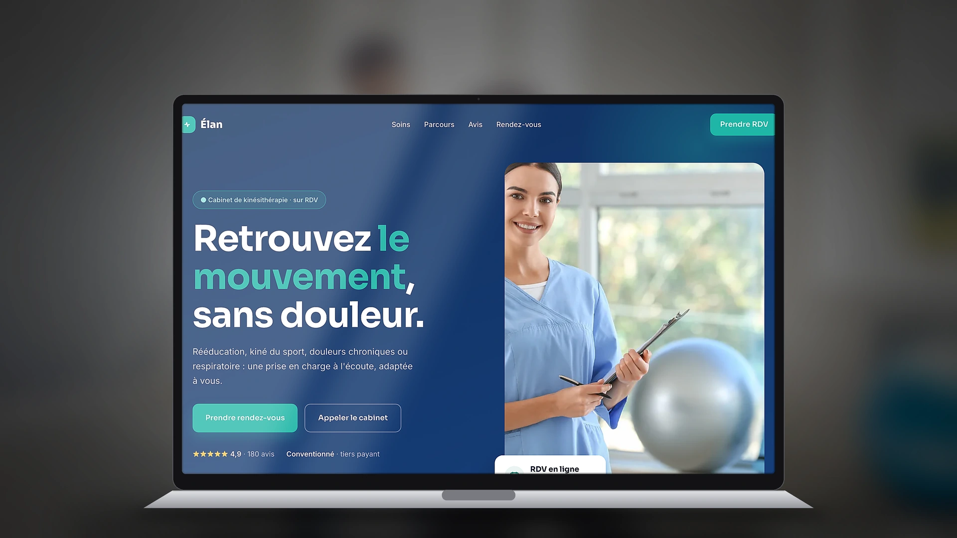 Exemple de site internet de kiné créé par Tricolab