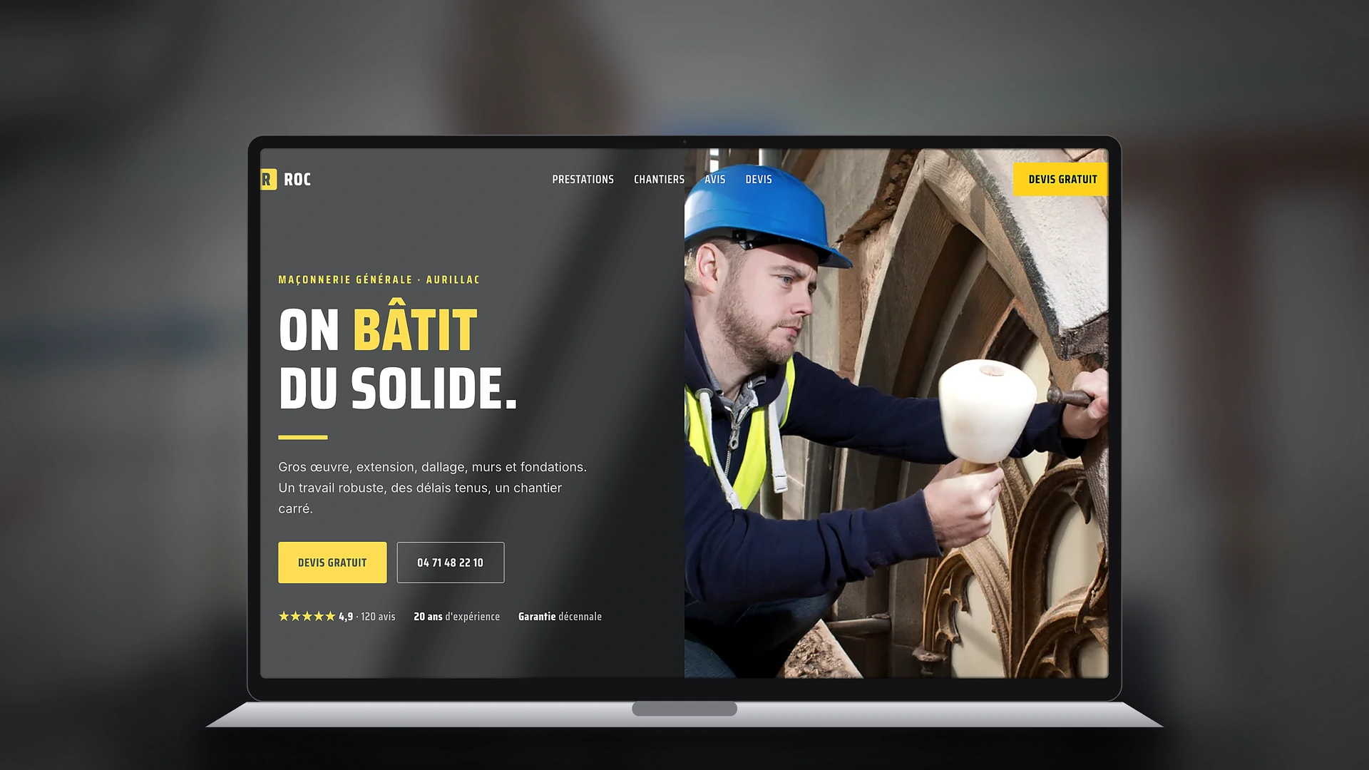 Exemple de site internet de maçon créé par Tricolab