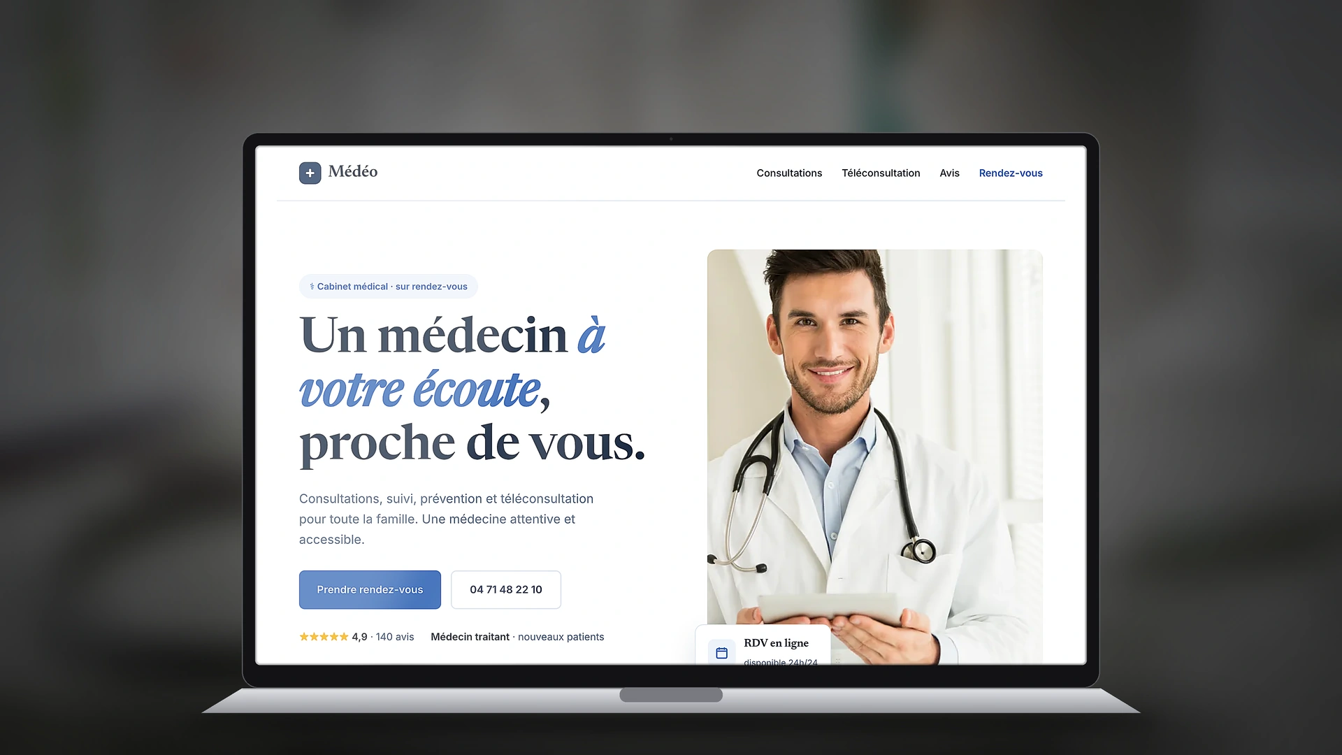 Exemple de site internet de médecin créé par Tricolab