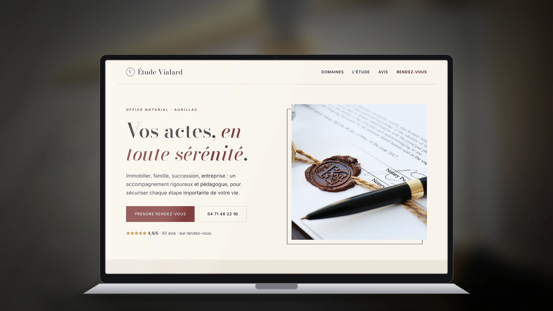 Exemple de site internet de notaire créé par Tricolab