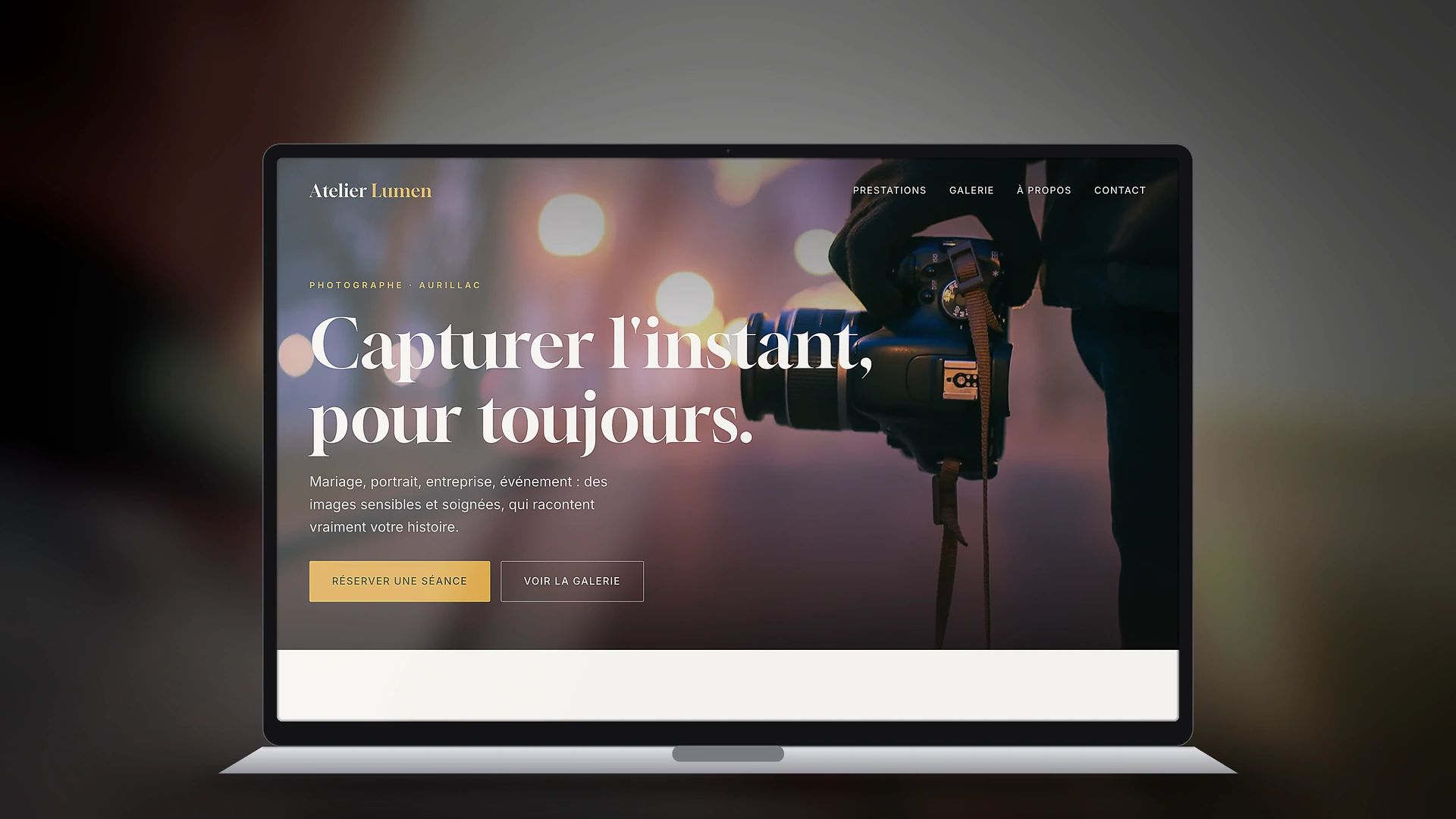 Exemple de site internet de photographe créé par Tricolab