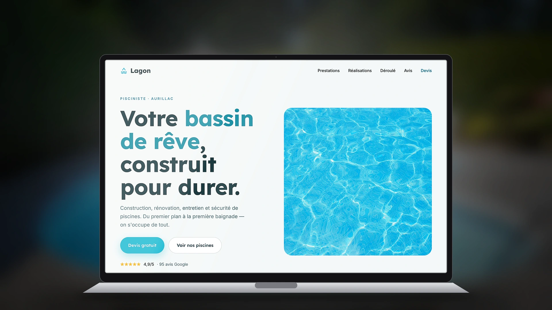 Exemple de site internet de pisciniste créé par Tricolab