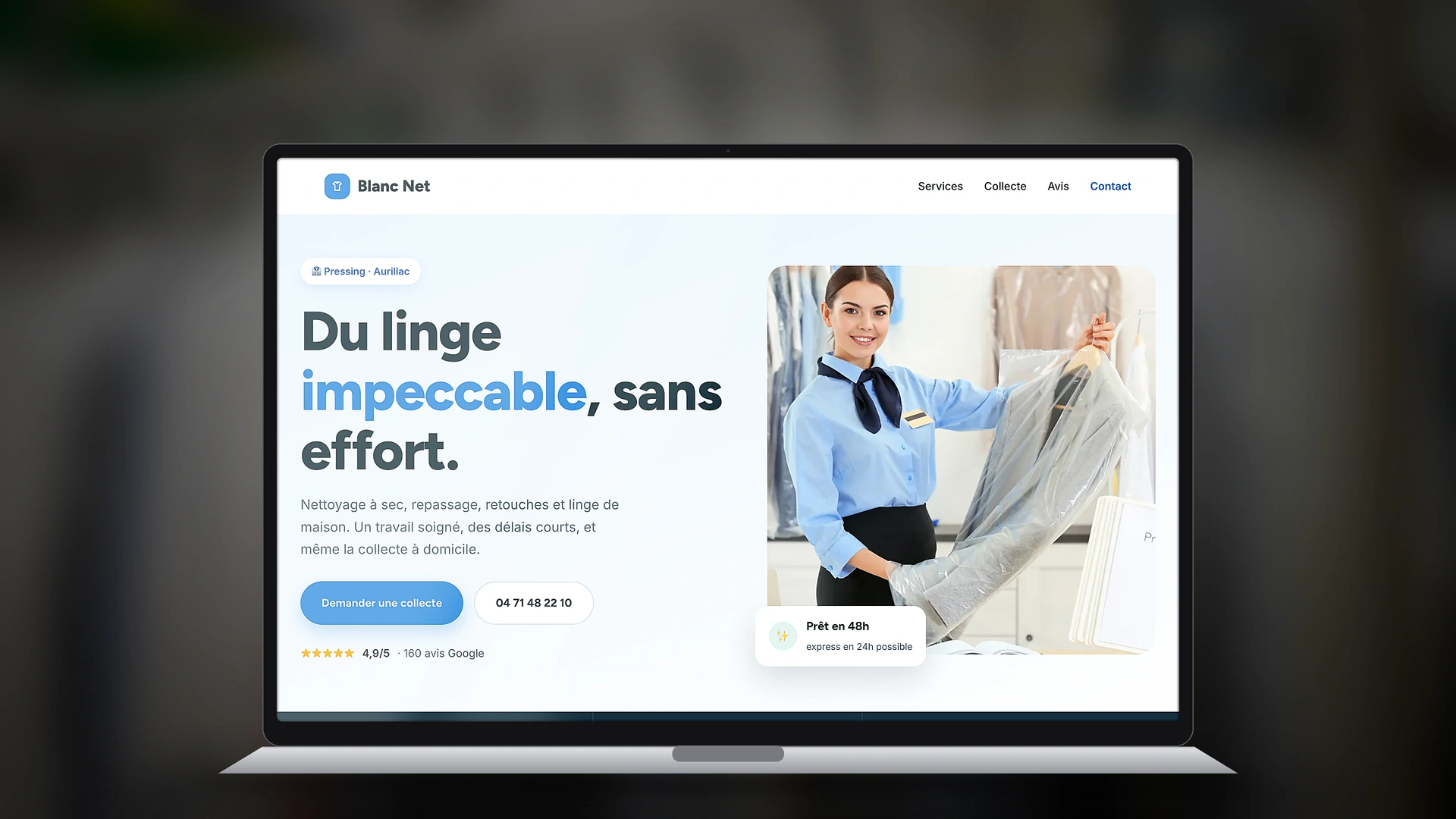 Exemple de site internet de pressing créé par Tricolab