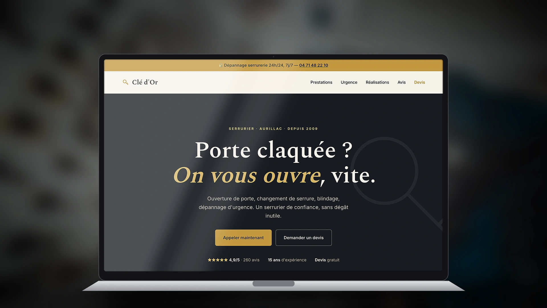 Exemple de site internet de serrurier créé par Tricolab
