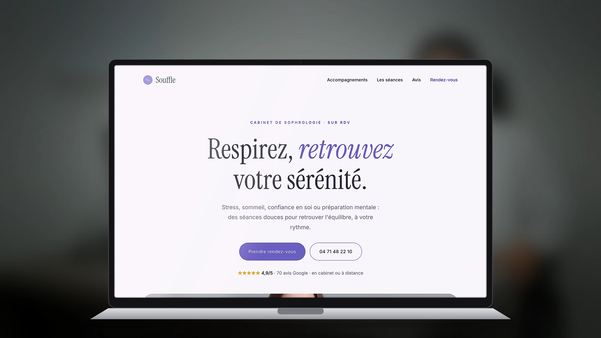 Exemple de site internet de sophrologue créé par Tricolab