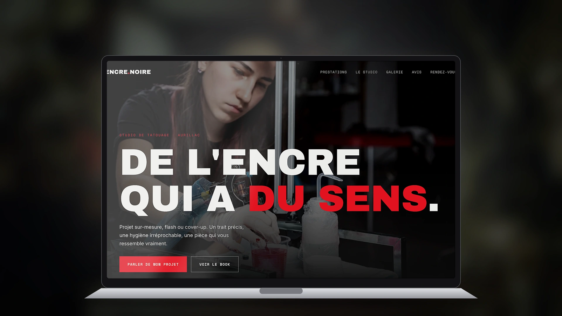 Exemple de site internet de tatoueur créé par Tricolab