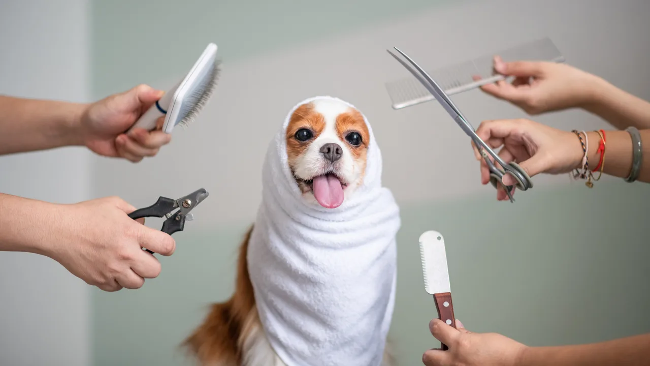 Chien toiletté chez Patte & Cie