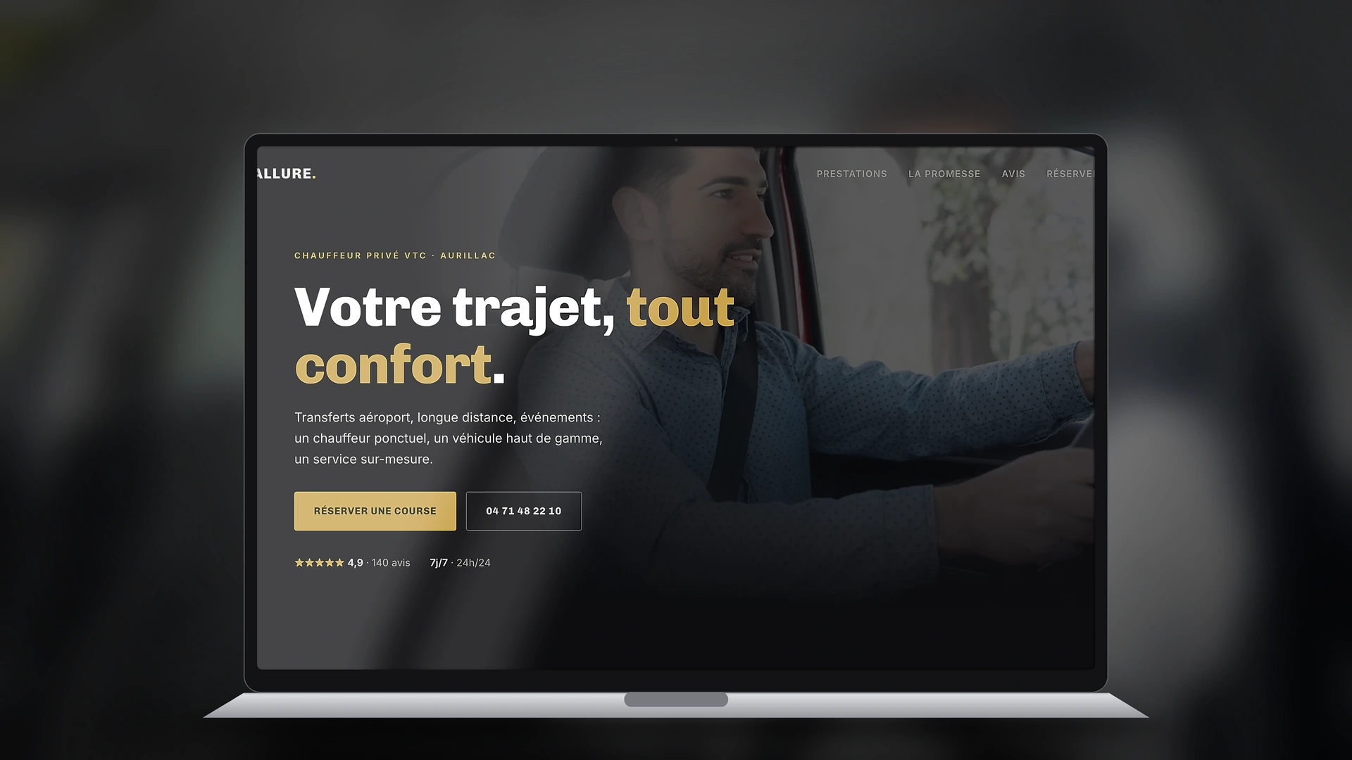 Exemple de site internet de chauffeur VTC créé par Tricolab