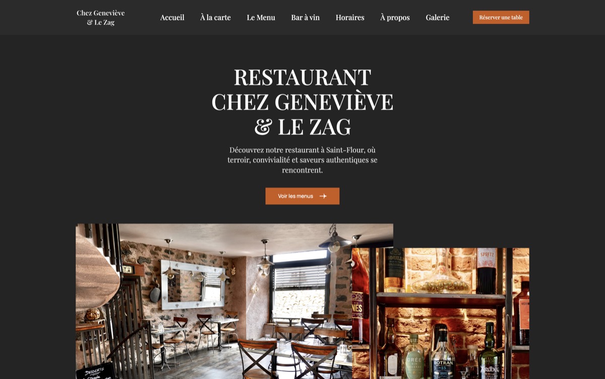 Aperçu du site Chez Geneviève & Le Zag