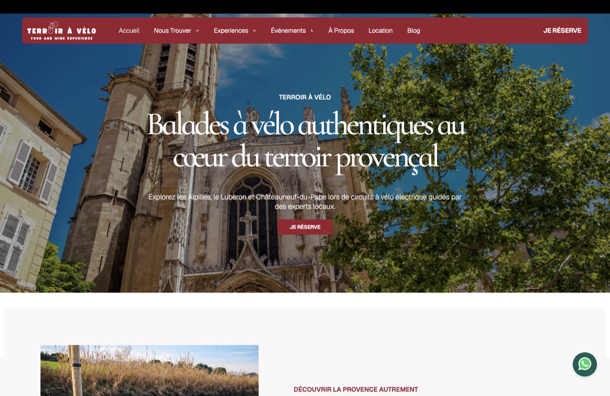 Aperçu du site Terroir à Vélo